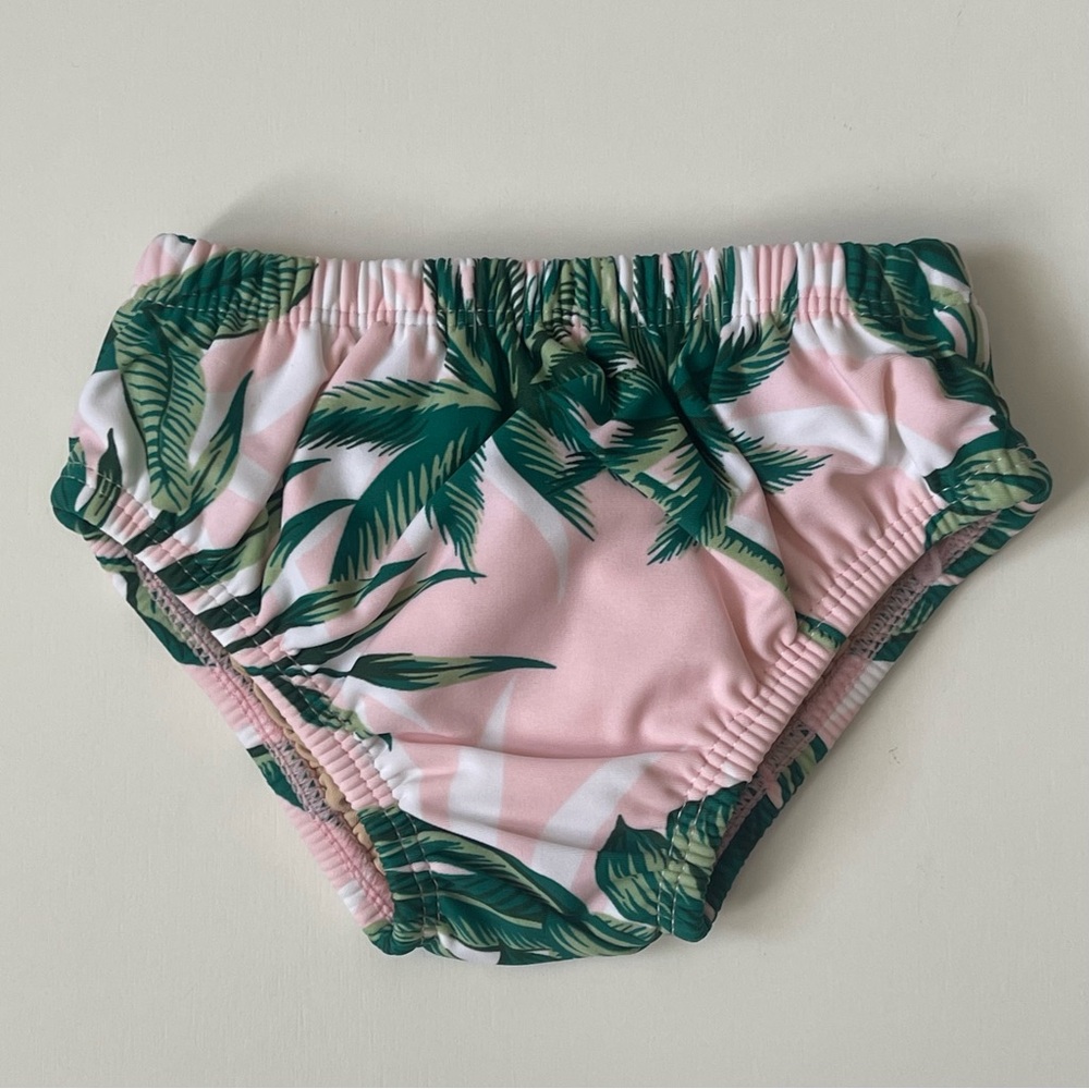 Shade Critters Girl’s Infant Swim Diaper Cover in Tropical Pink Palm - 0-6M